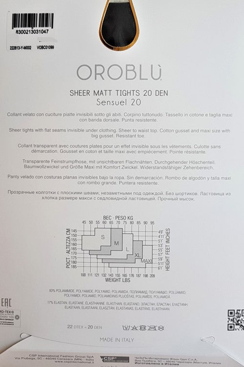 Collant velato sensuel 20 vobc01099 black (nero)