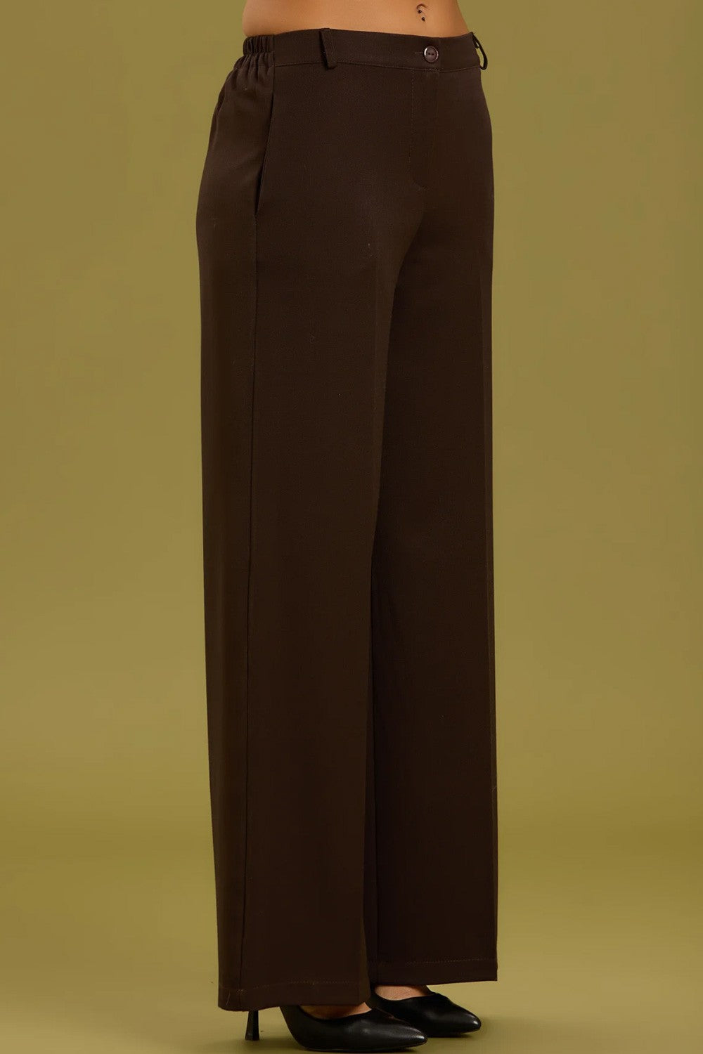 Take two - pantalone palazzo con elastico dt01166 moro