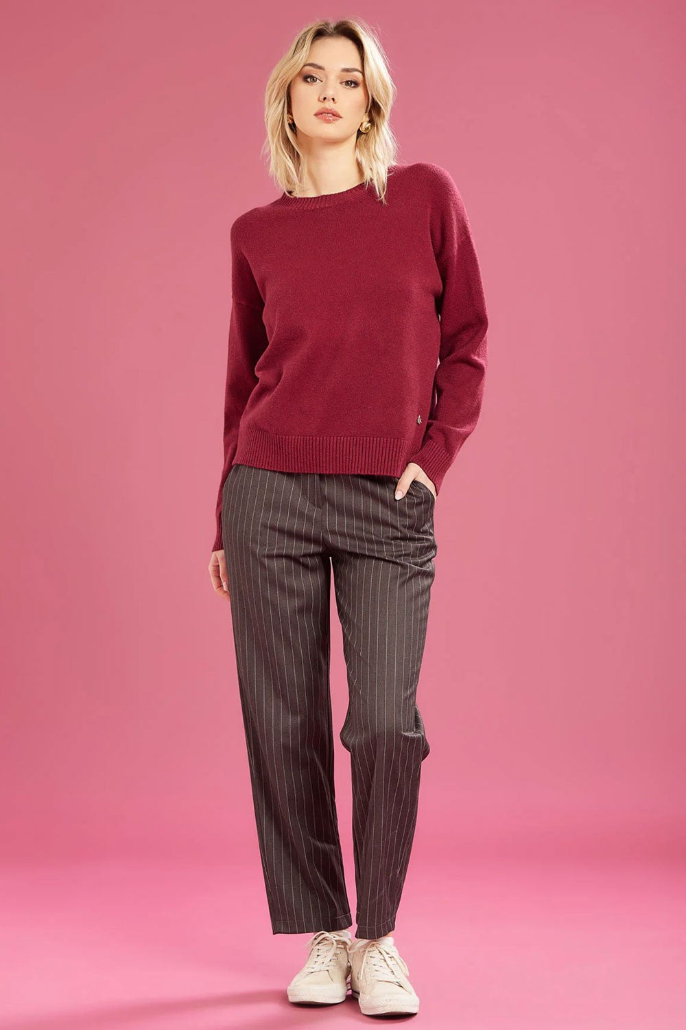 Fresh flower - maglia girocollo ff612 borgogna