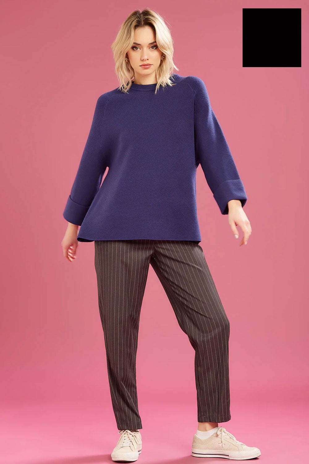 Fresh flower - girocollo maglia chiusa ff651 nero