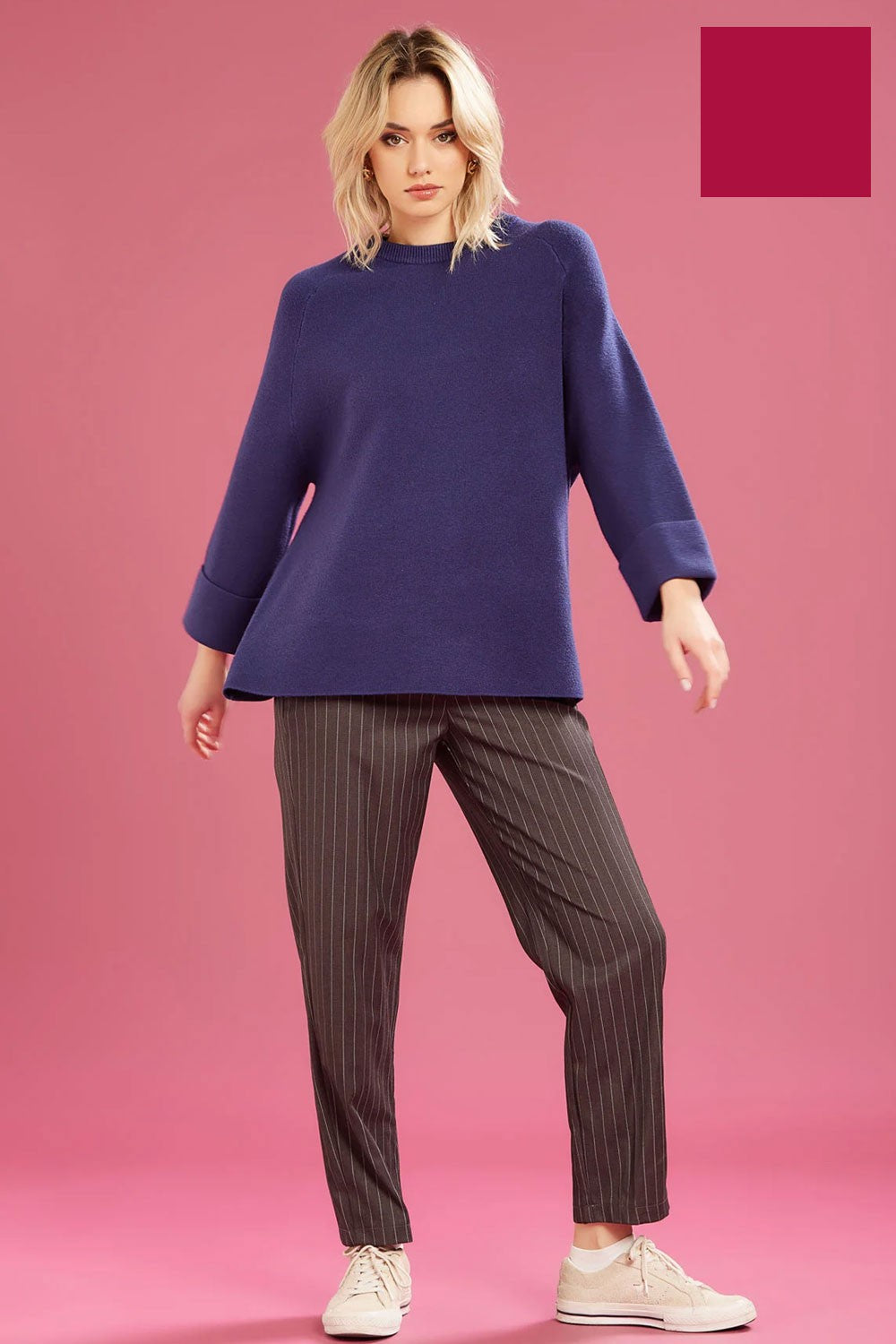 Fresh flower - girocollo maglia chiusa ff651 borgogna