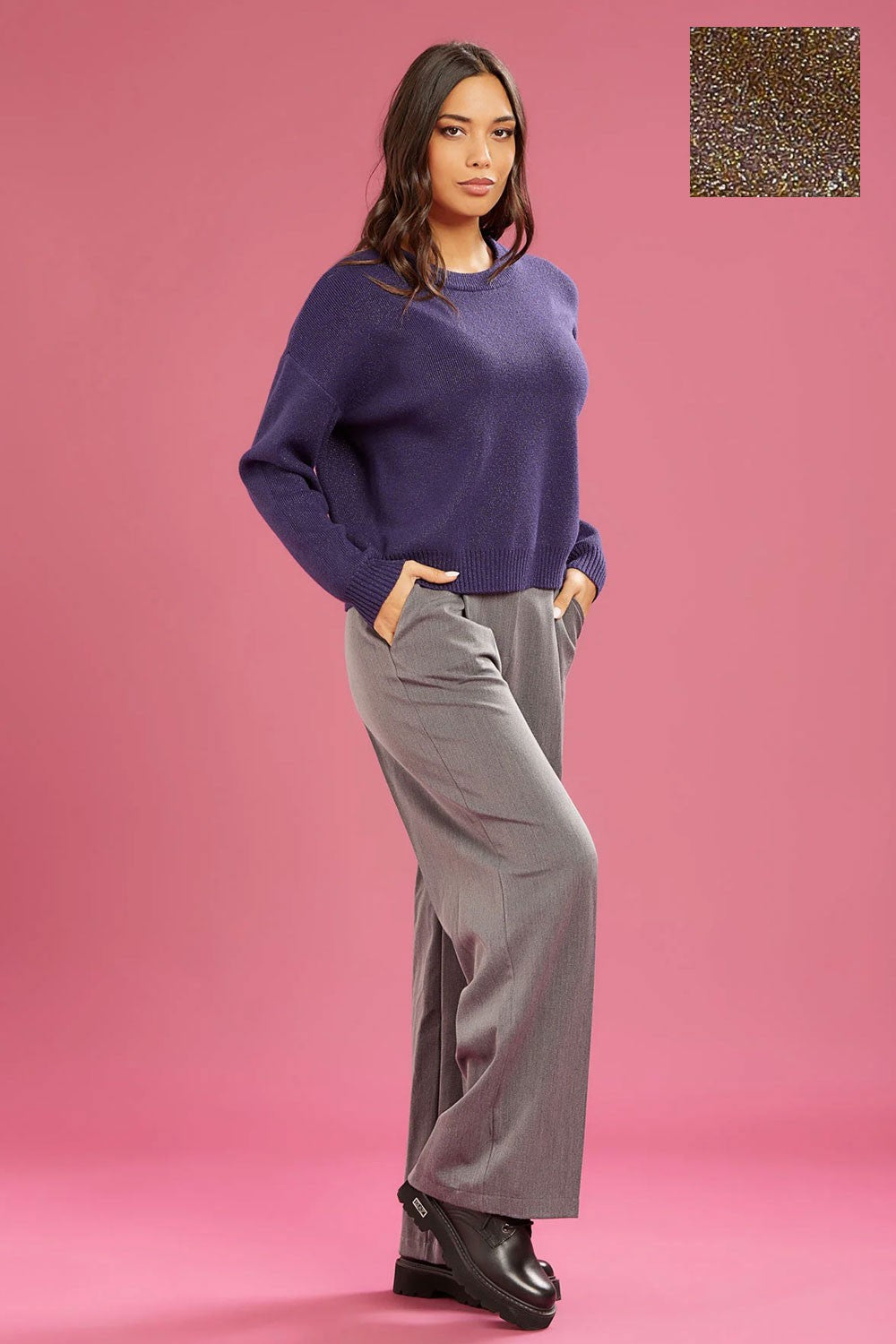 Fresh flower - girocollo c.inglese lurex ff673 tortora