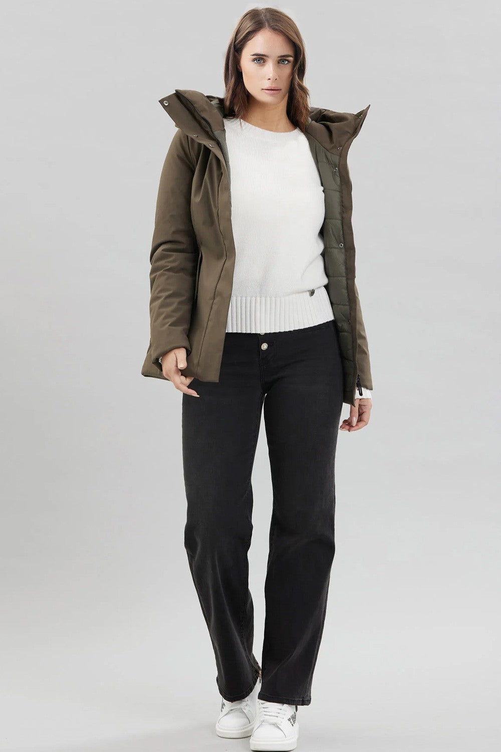 Take two - giubbino corto in softshell dt00806 verde militare