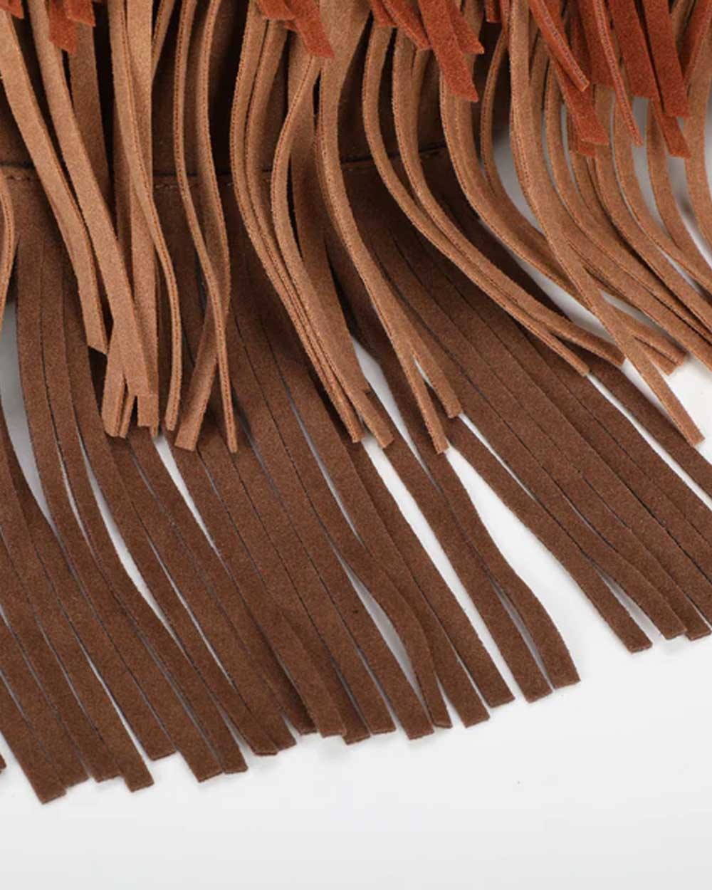 Mimi muà - borsa a busta con frange m8-h201316 cuoio