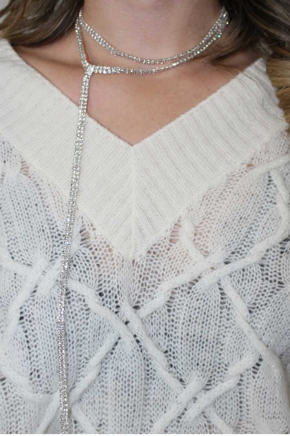 Ermanno scervino - maglia scollo a v m/l d474m501dge 10106 panna