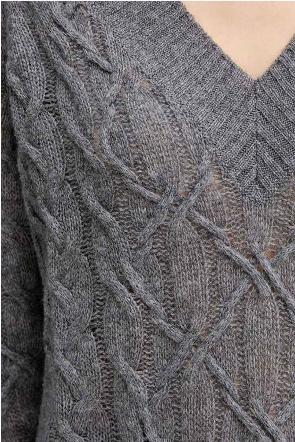 Ermanno scervino - maglia scollo a v m/l d474m501dge m4700 grigio