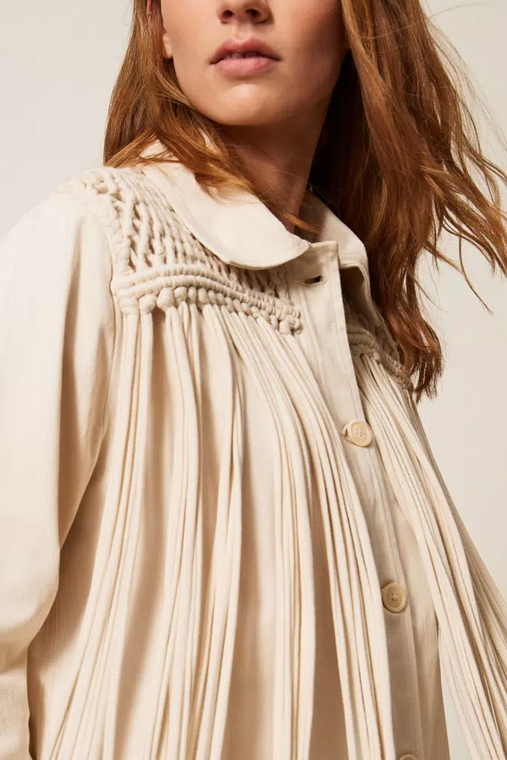 TwinSet - Giacca in bull con frange