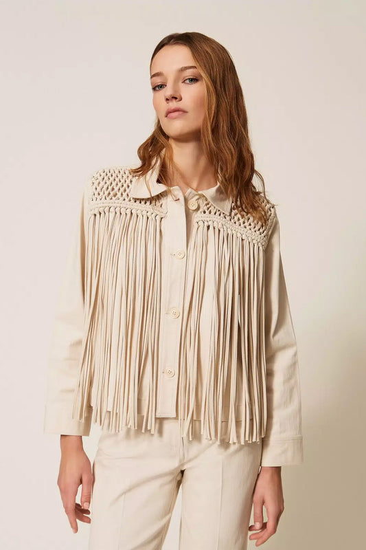 TwinSet - Giacca in bull con frange