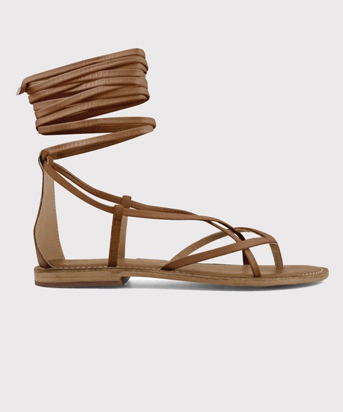 Coral blue - sandalo infradito in pelle con lacci xl cbf.r221008/tan pelle