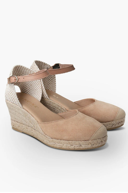 Genuins - espadrillas con zeppa carina velour g105914 mandorla