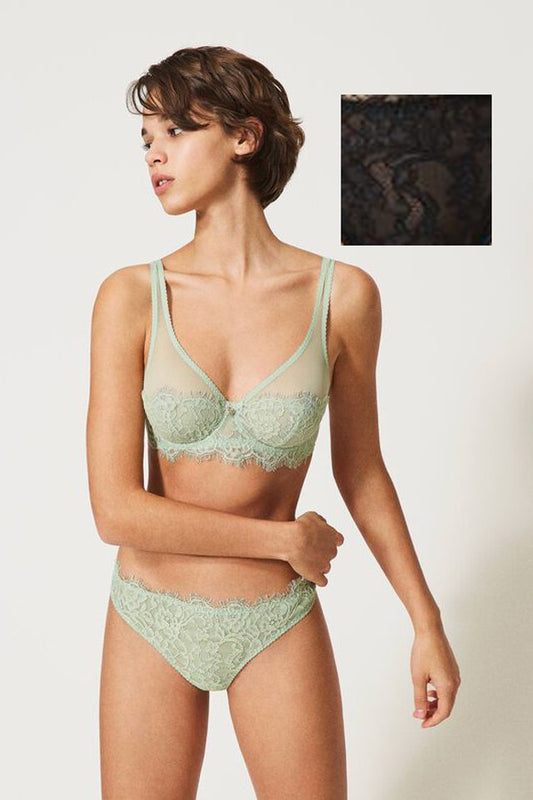 Twinset - reggiseno ferretto in pizzo 211ll6355 nero