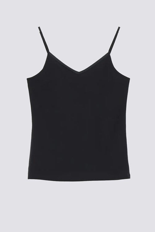 Top spalla sottile in cotone e modal perfect line cotton vobt01674 black