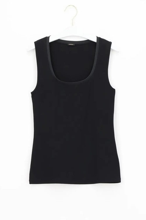 Top spalla larga in cotone e modal perfect line cotton vobt67380 black