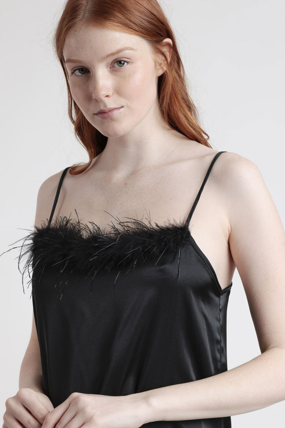 Admas - sottoveste con piume 61322-0-110 nero