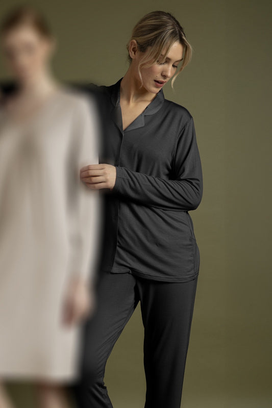 Admas - pigiama lungo modal 63647-0-110 nero