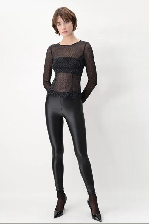 Leggings in eco pelle elasticizzata effetto termico must plus vobt67460 nero