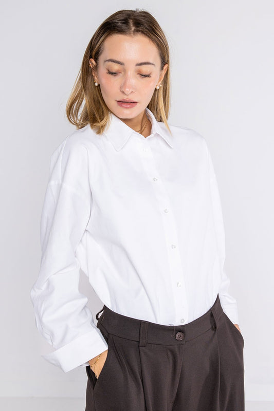 Lokita - camicia over tessuto oxford 1263 lok16 bianco