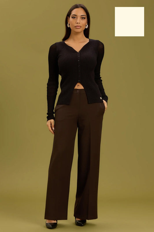 Take two - pantalone palazzo con elastico dt01166 burro