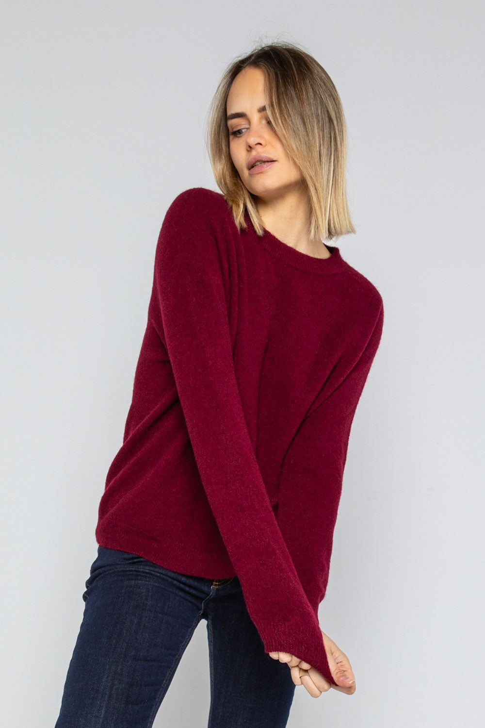 Lokita - pullover girocollo basic 1253 lok0912 burgundy