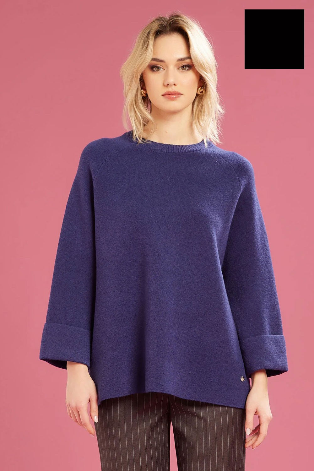 Fresh flower - girocollo maglia chiusa ff651 nero