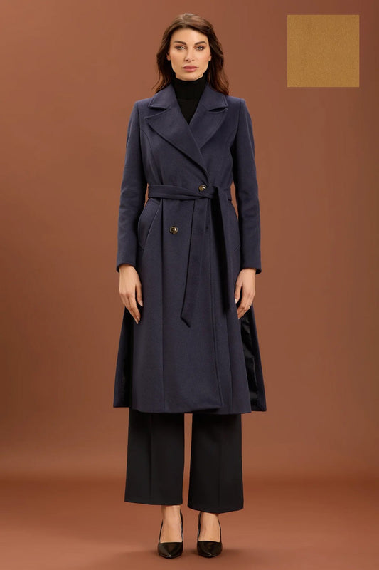 Take two - cappotto lungo con cinta dt01223 cammello