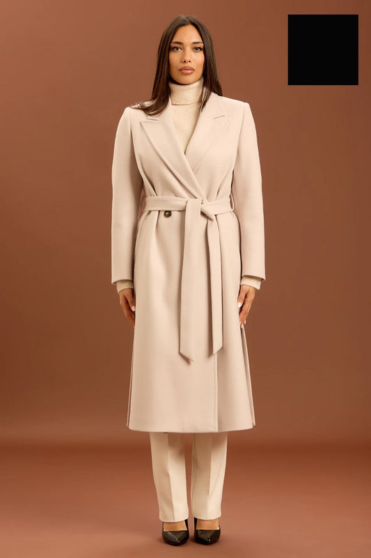 Take two - cappotto con cinta e punto mf dt01245 nero