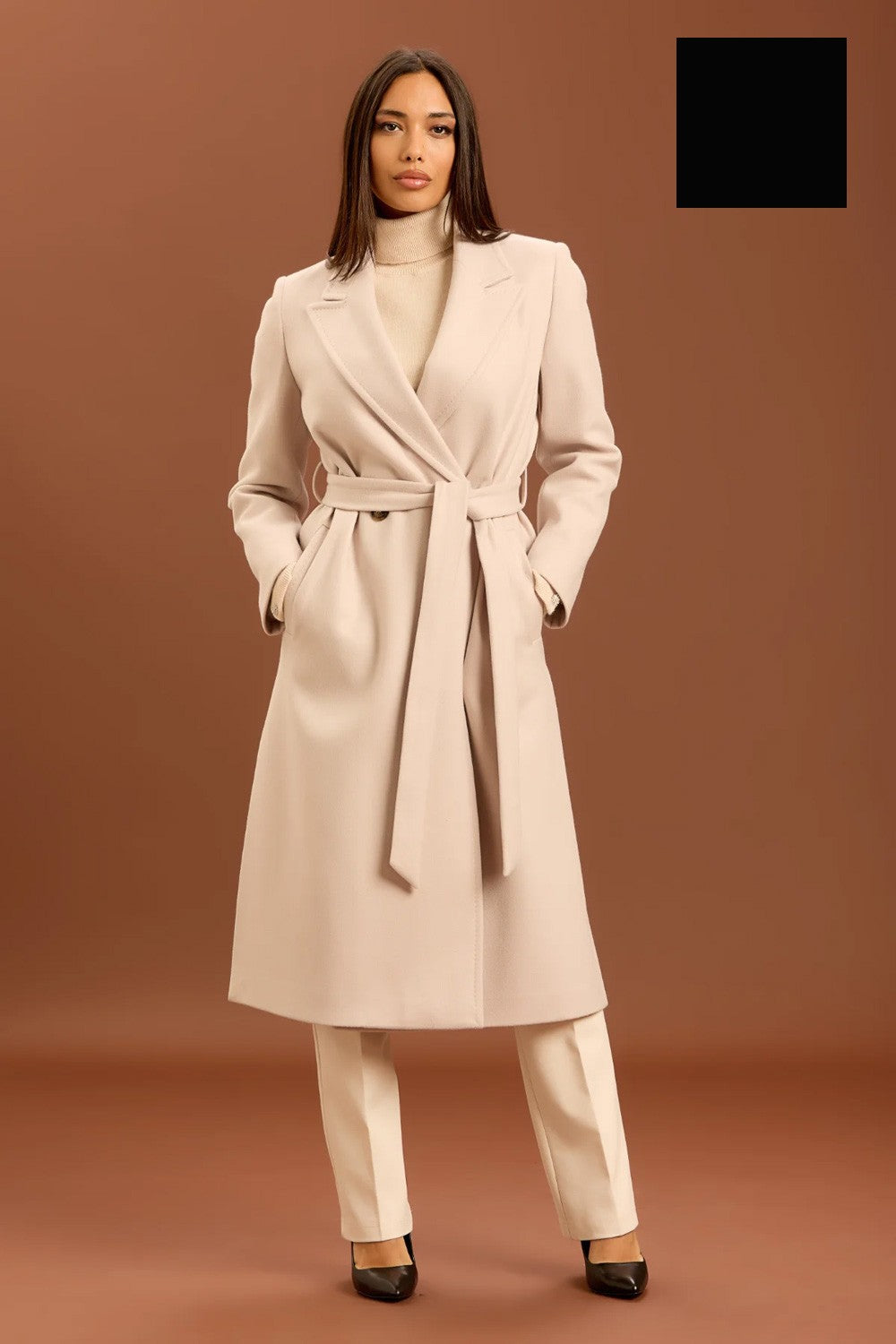 Take two - cappotto con cinta e punto mf dt01245 nero