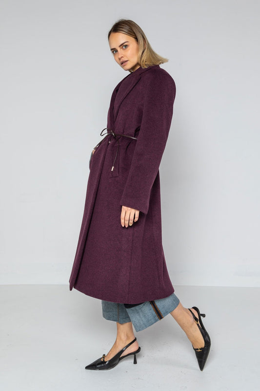 Lokita - cappotto lungo tessuto diagonale  bicolor 1194 lok07893 burgundy