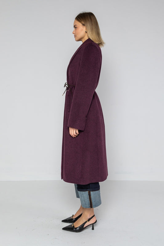 Lokita - cappotto lungo tessuto diagonale  bicolor 1194 lok07893 burgundy