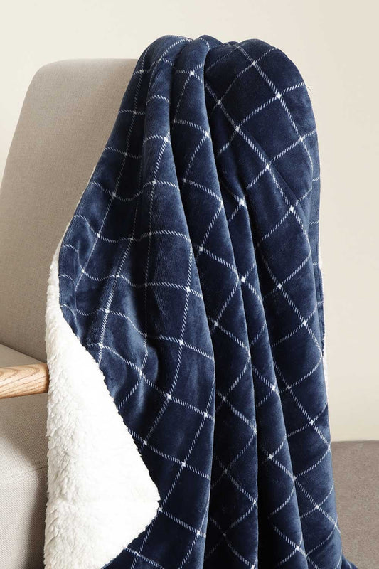 Admas - plaid unisex double-face corel 69035-0-0216 navy