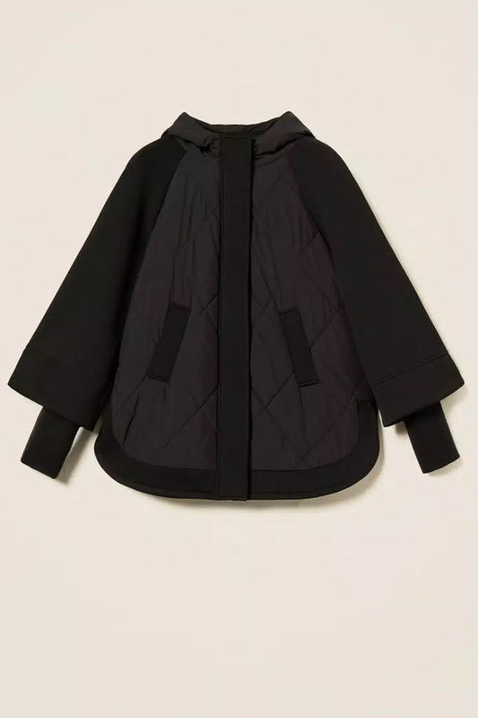 Twinset - caban in tessuto scuba e nylon 252li2caa 00006 nero