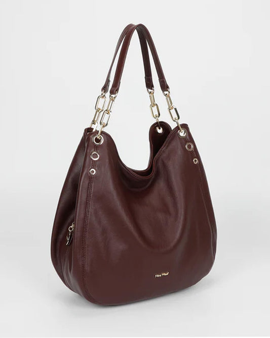 Mimi muà - borsa hobo con dettaglio occhielli m8-y201222 mosto