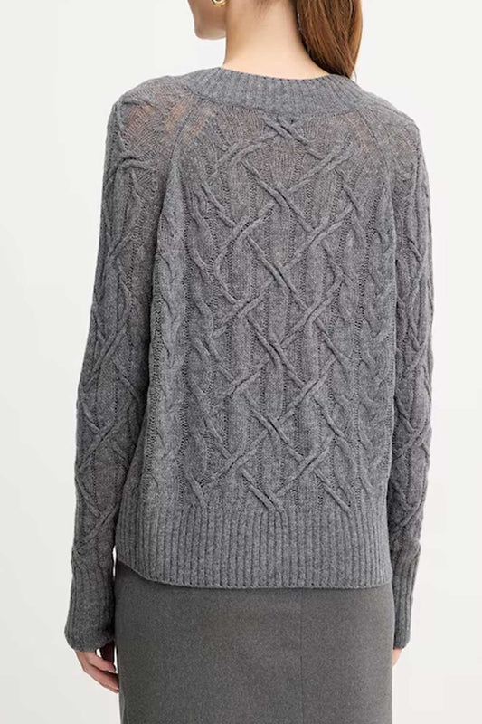 Ermanno scervino - maglia scollo a v m/l d474m501dge m4700 grigio