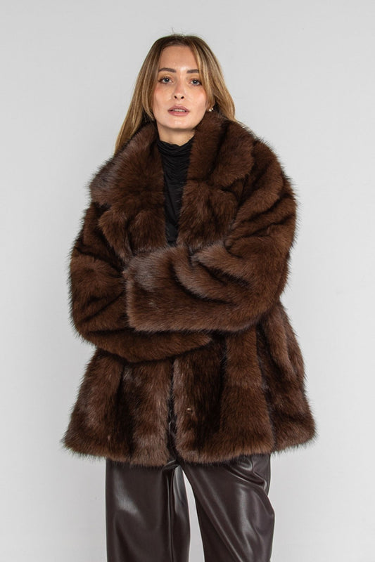 Lokita - ecopelliccia over con rever 1211 lok8312 moro