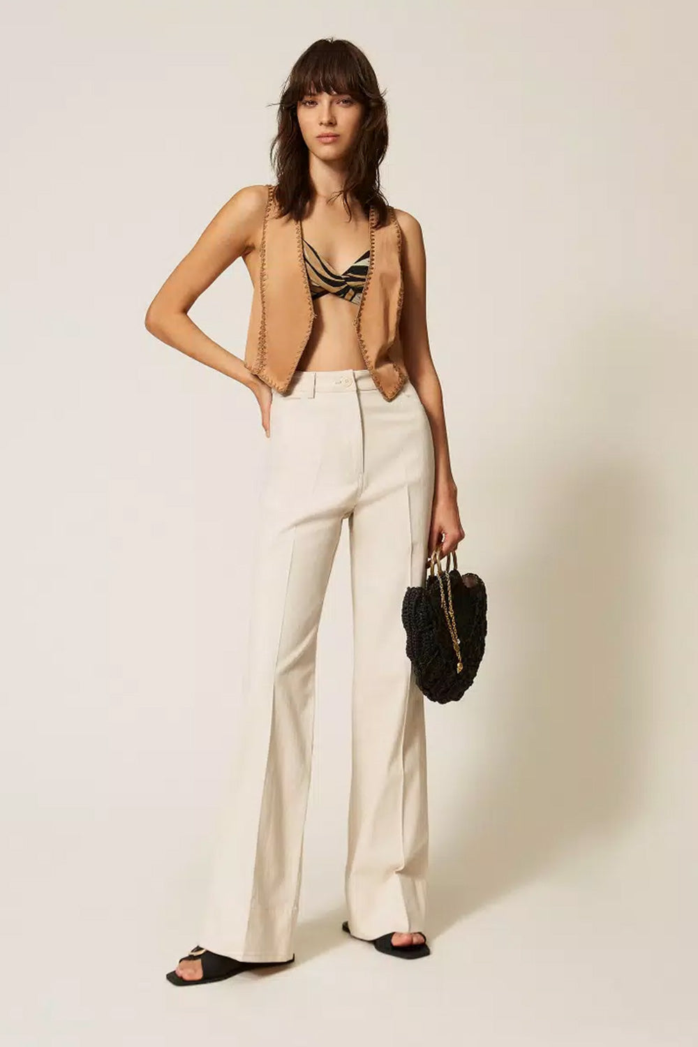 TwinSet - Pantaloni wide leg in bull