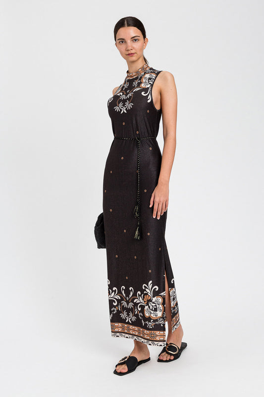 TwinSet - Abito lungo smanicato St. Foulard