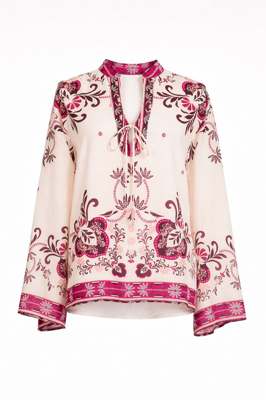 TwinSet - Blusa M/L con fiocco Stampa Foulard