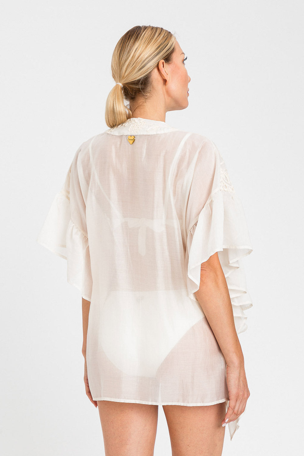 TwinSet - Poncho in tessuto floreale