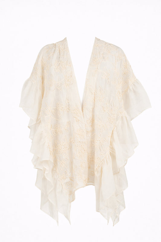 TwinSet - Poncho in tessuto floreale